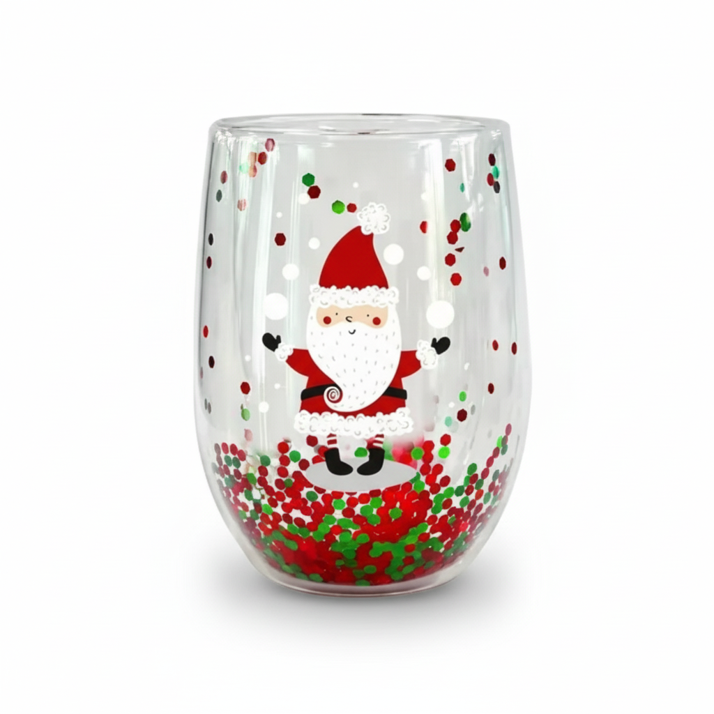 Festive Insulated Glasses Set With Santa Motifs For ChristmasPack Of 4 Festive Insulated Glasses Set With Santa Motifs For Christmas - Image 2
