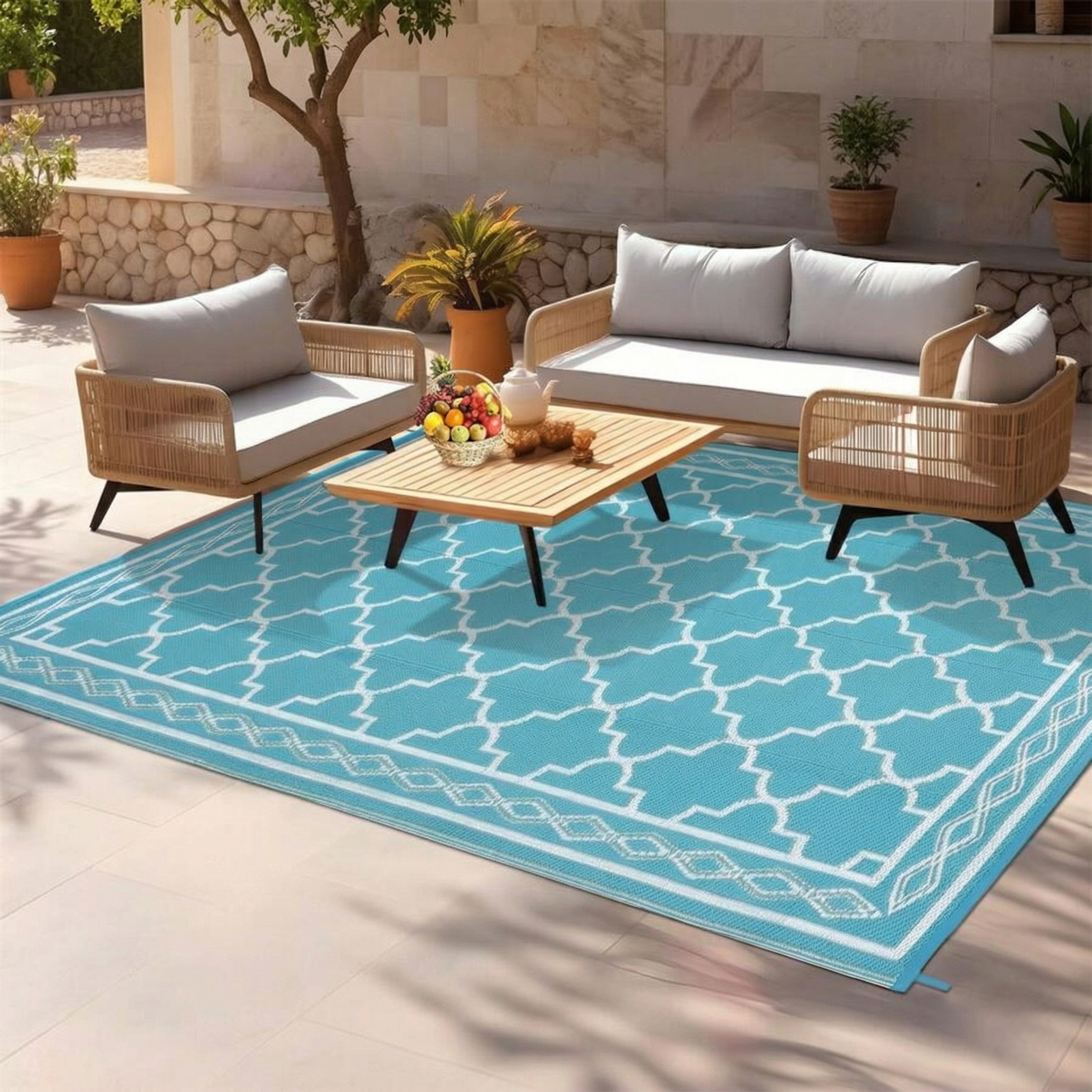 Modern Geometric Outdoor Rug Waterproof Patio Rug