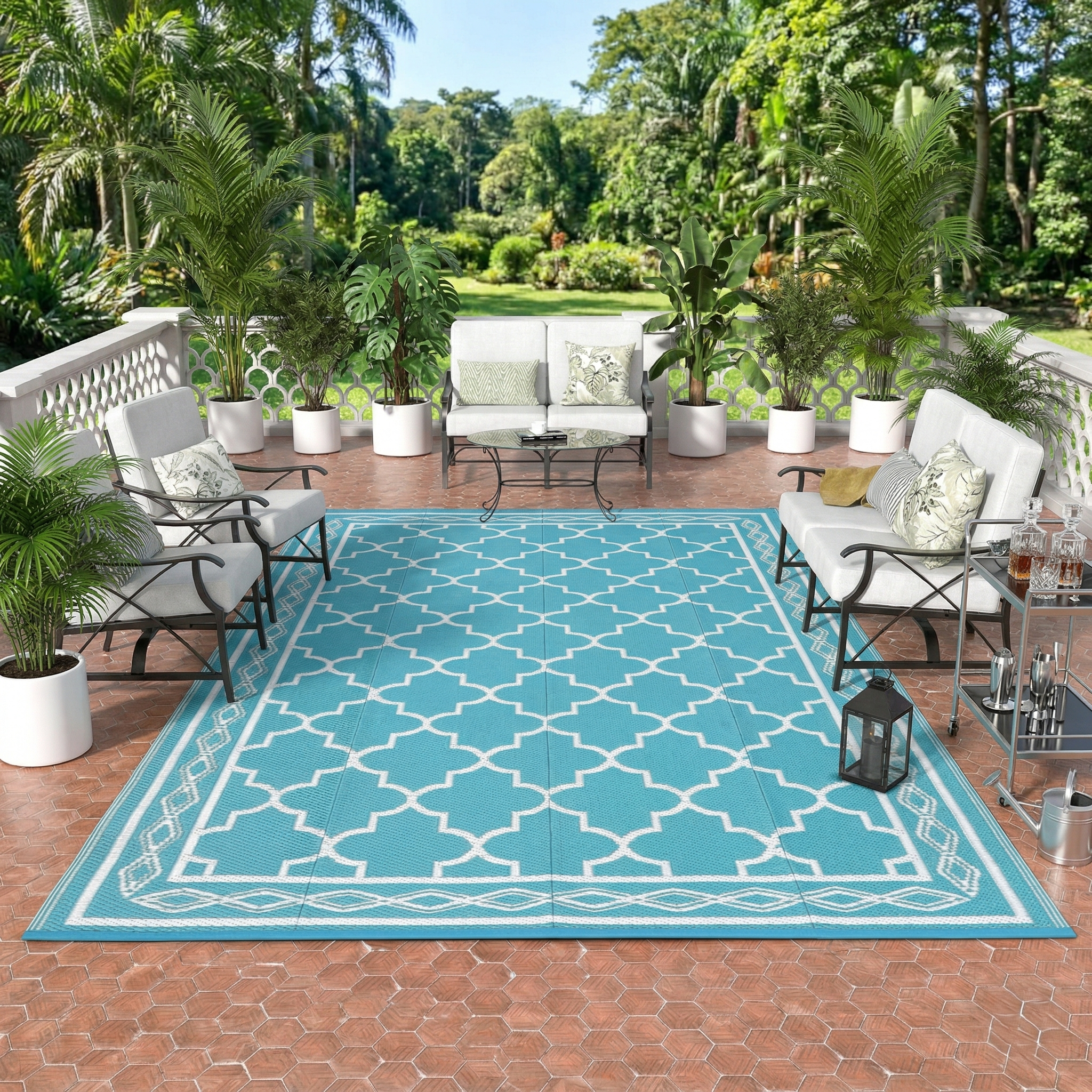Modern Geometric Outdoor Rug Waterproof Patio Rug