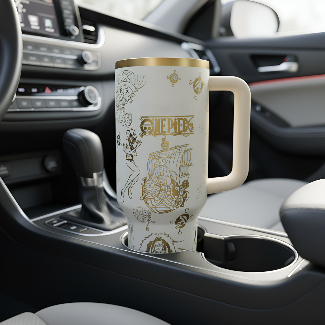 40oz Retro Printed Tumbler With Handle40oz Retro Themed Tumbler With Handle - Image 3