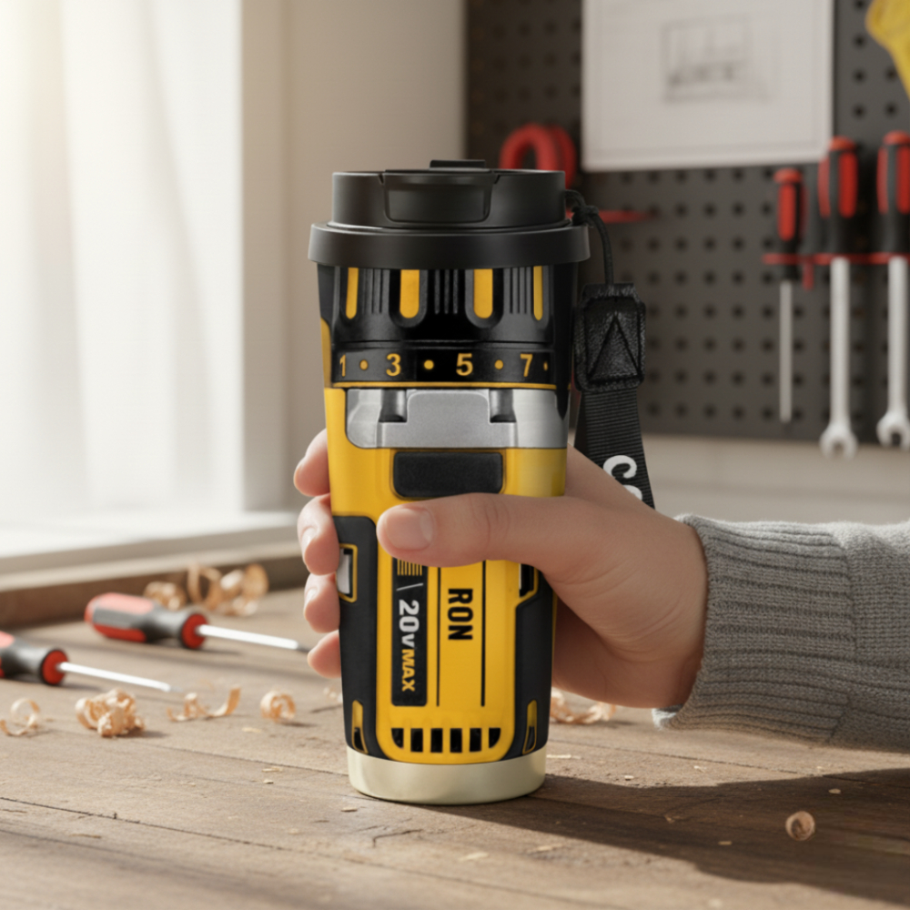 18 Oz Stainless Steel Travel Tumbler With LidPower Tool Drill Style 18 Oz Stainless Steel Travel Mug With Lid - Image 4