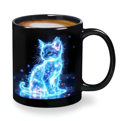 Glowing Neon Cat Coffee Mug