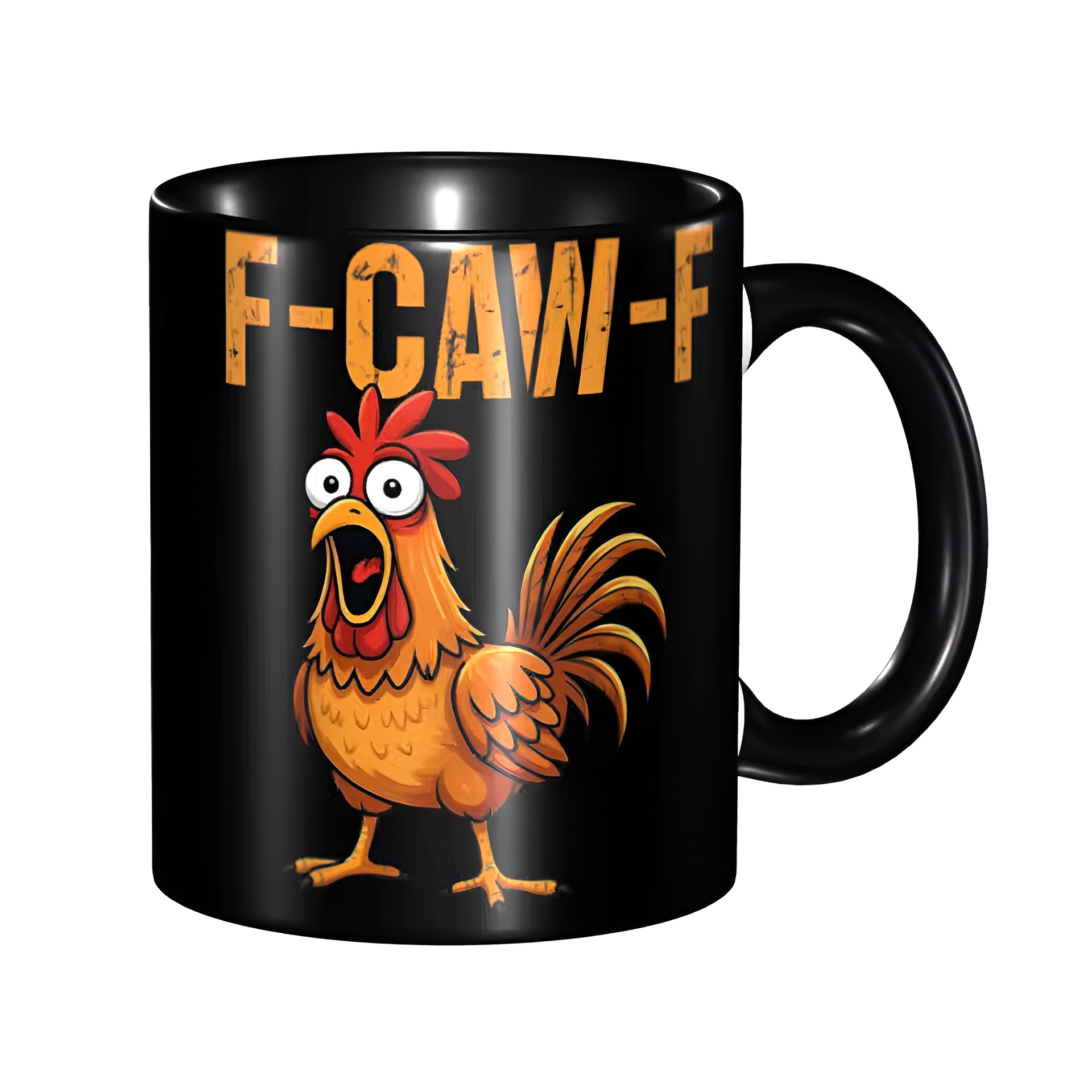 Graphic Chicken Themed Ceramic Coffee Mug