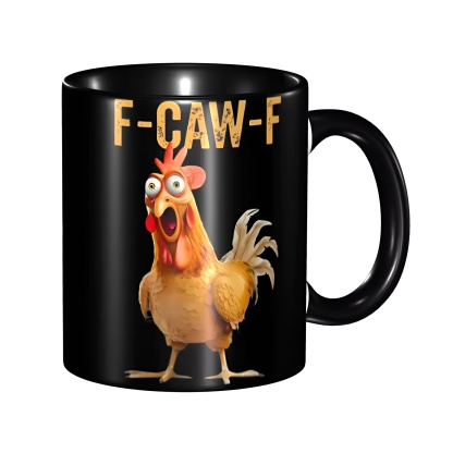 Graphic Chicken Themed Ceramic Coffee Mug