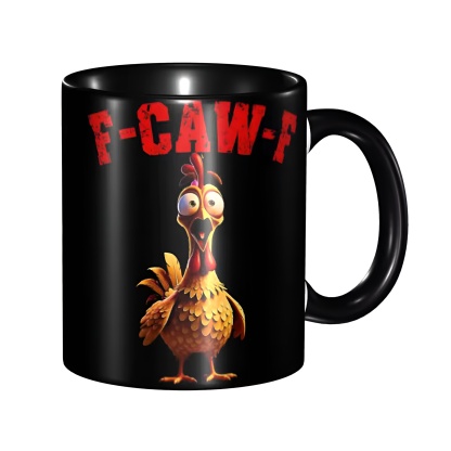Graphic Chicken Themed Ceramic Coffee Mug