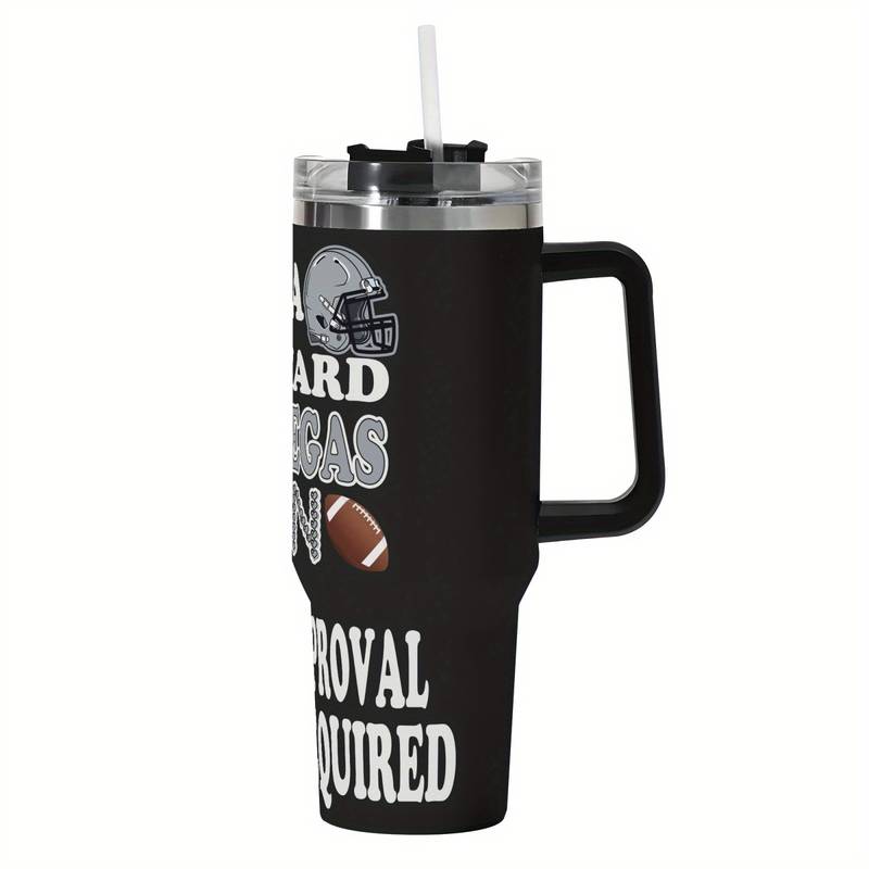 Las Vegas Raiders Football Fan Themed Tumbler With StrawLas Vegas Raiders Football Fan Themed Tumbler With Straw - Image 2