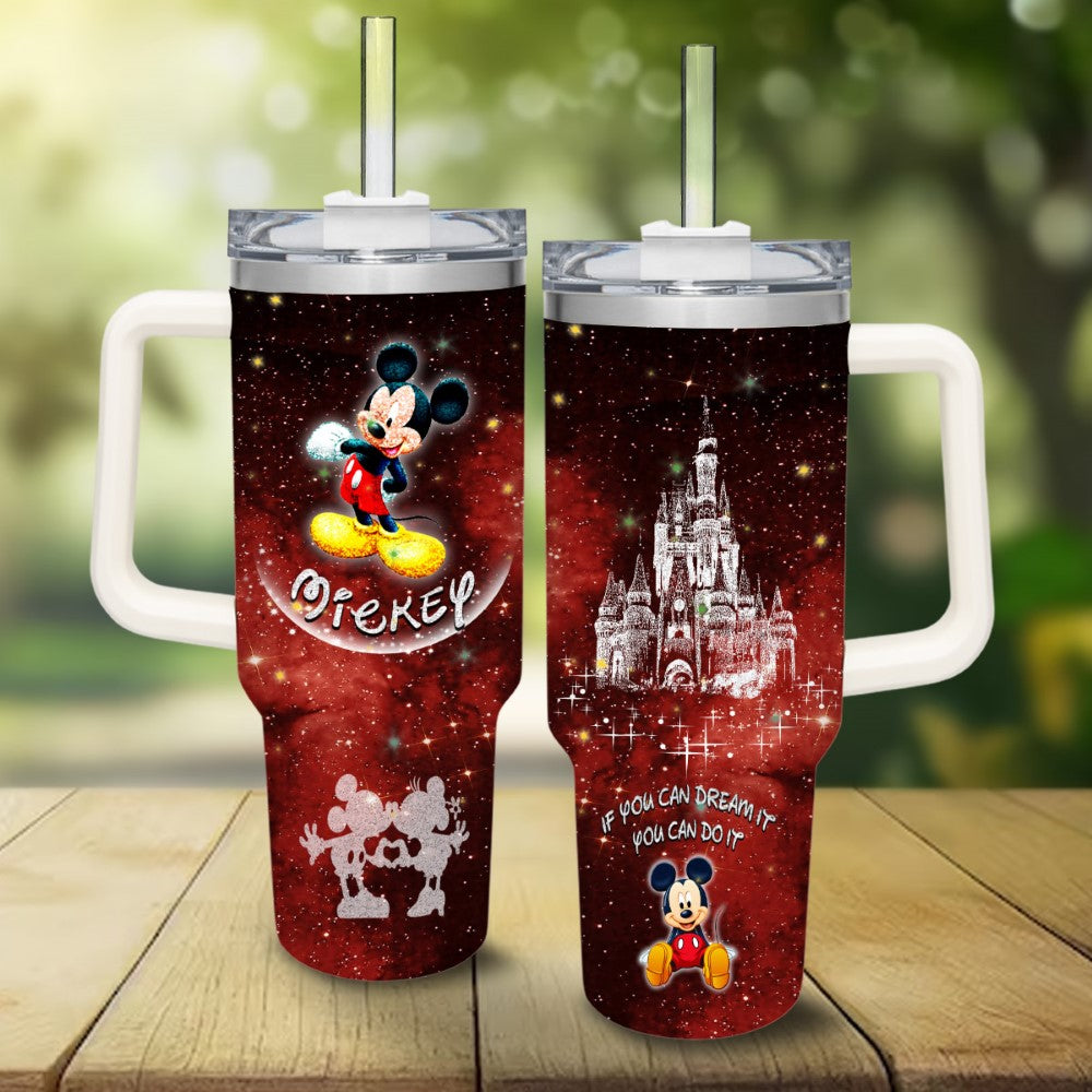Mickey Mouse Castle Glitter Pattern TumblerMickey Mouse Castle Glitter Pattern Tumbler - Image 4