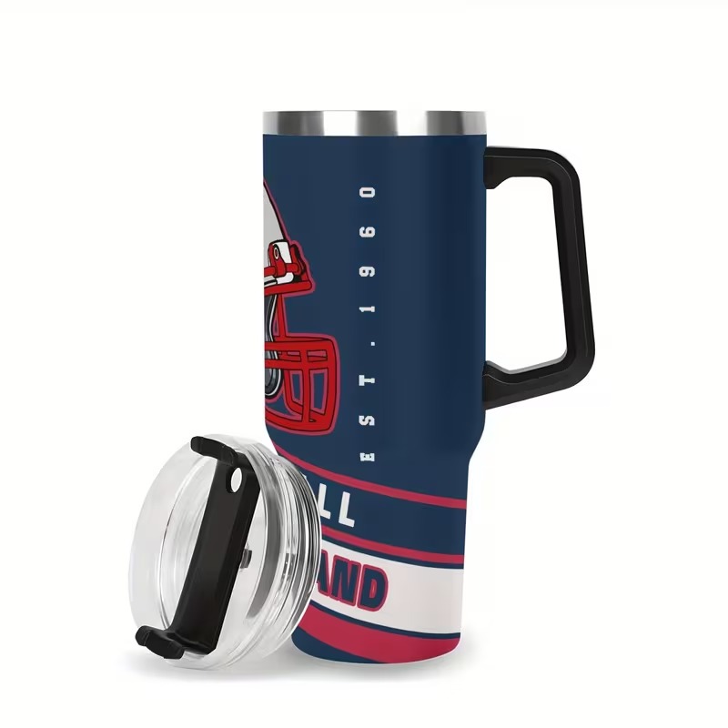 New England Football Insulated Travel MugNew England Patriots Football Themed Travel Tumbler - Image 3