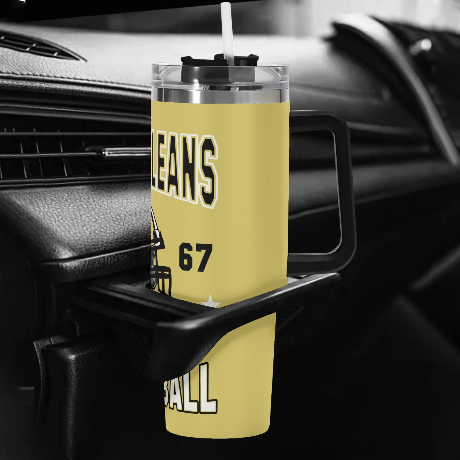 Orleans Football 40oz Stainless Steel Tumbler with Flip Lid & Straws40oz New Orleans Saints Football Themed Travel Tumbler - Image 4