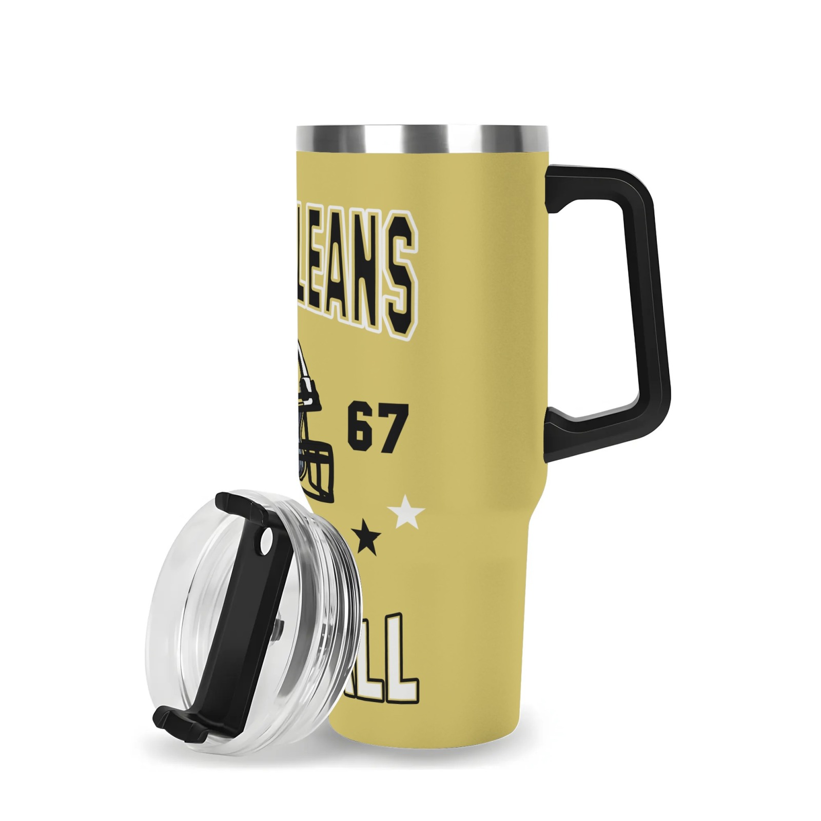 Orleans Football 40oz Stainless Steel Tumbler with Flip Lid & Straws40oz New Orleans Saints Football Themed Travel Tumbler - Image 3
