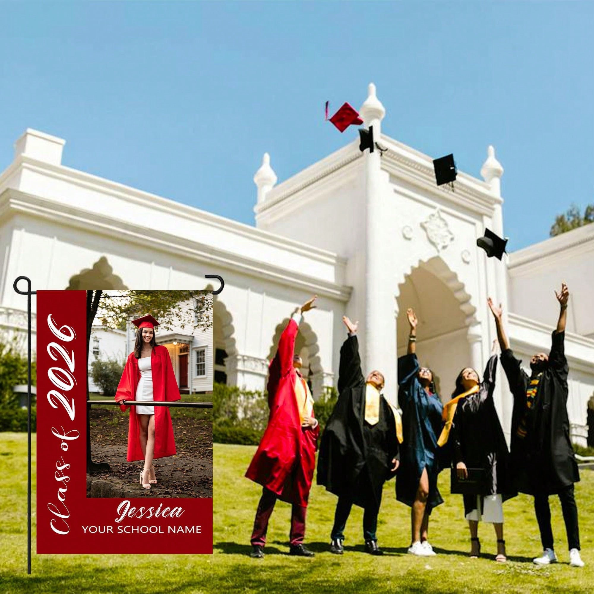 Personalized Photo Graduation Flag With Text Class Of 2026 Name For Graduation Party,Class Of 2026 Banner Graduation Yard Outdoor Decoratio