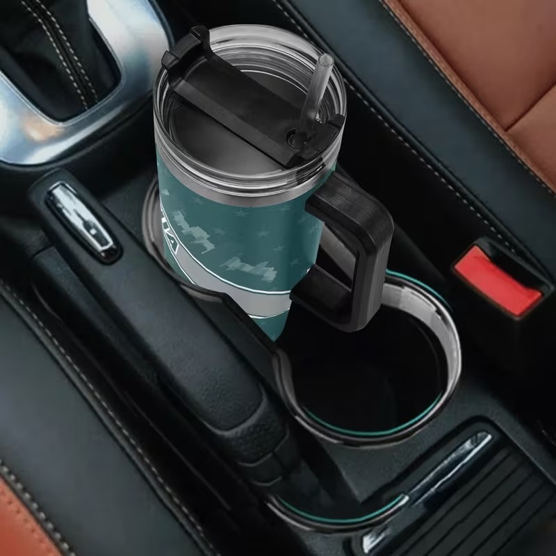 Philadelphia Eagles Football Themed Stainless Steel Travel TumblerPhiladelphia Eagles Football Themed Stainless Steel Travel Tumbler - Image 4