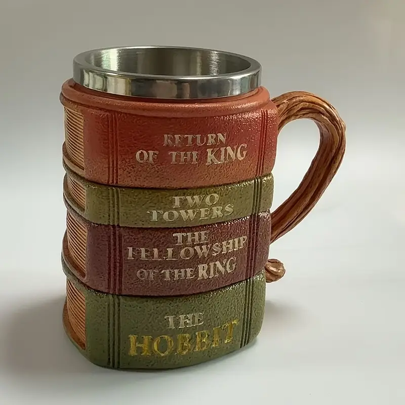 Retro Stacked Books Coffee MugThe Hobbit And Lord of the Rings Inspired Book Mug For Collectors - Image 3