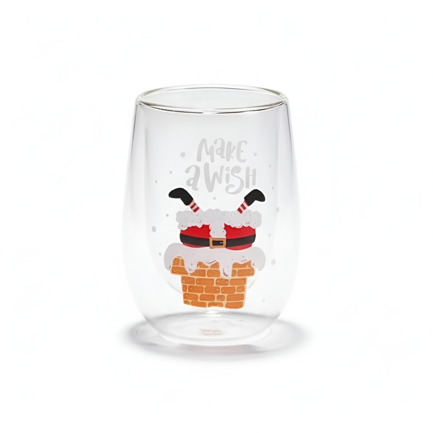 Set Of 4 Christmas Double Walled Insulated Glass Cup With Santa Design