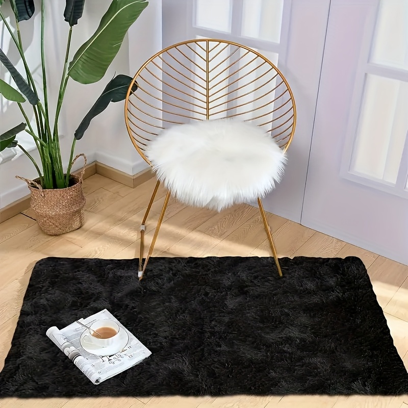 Soft Plush Area Rug Rectangle, Bonded Pile, Non Slip, Polyester