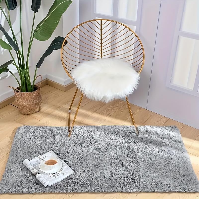 Soft Plush Area Rug Rectangle, Bonded Pile, Non Slip, Polyester
