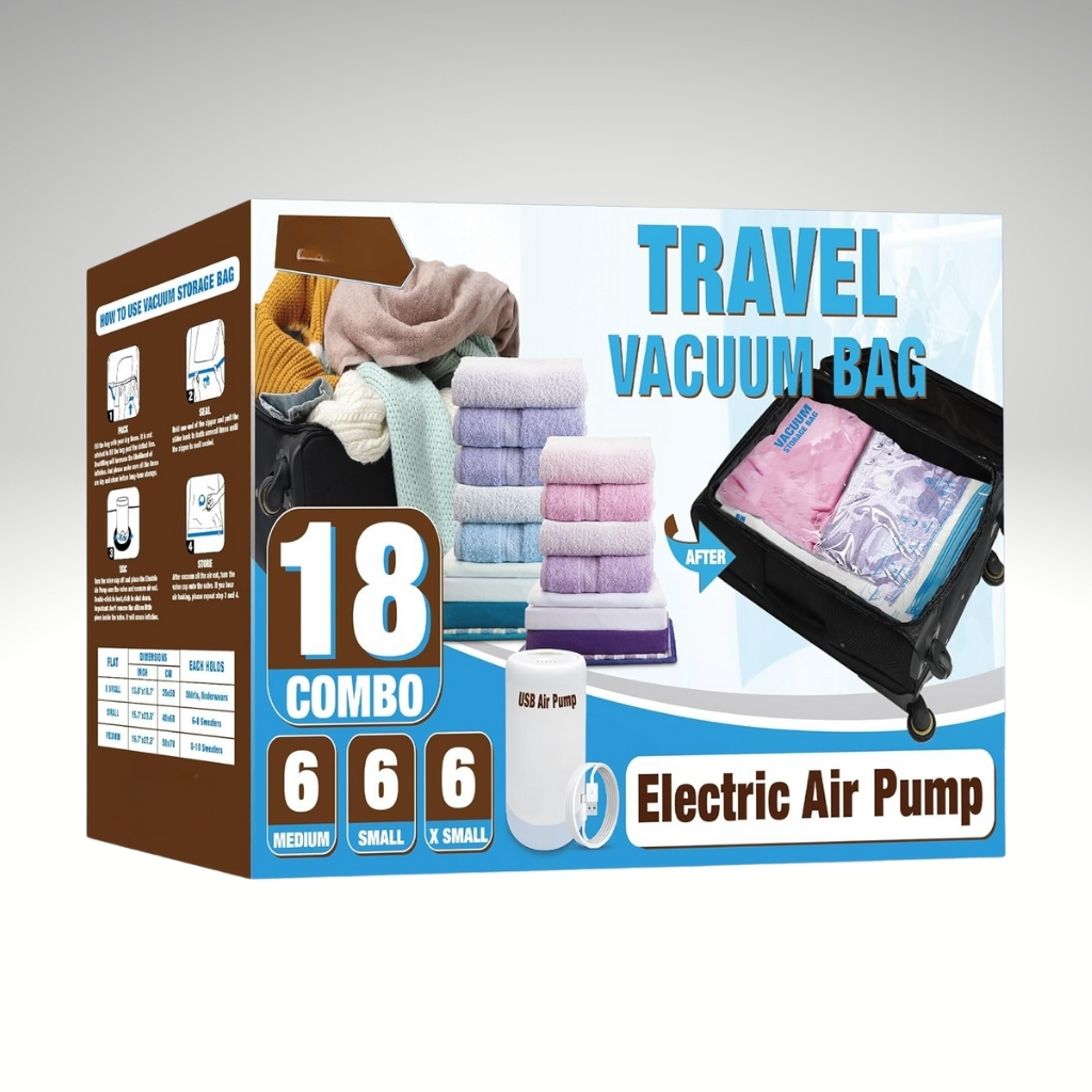 Travel Vacuum Bags With Electric Pump For Luggage And SuitcaseTravel Vacuum Bags With Electric Pump For Luggage And Suitcase - Image 8