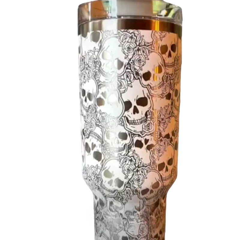 Skull And Roses Tumbler With HandleBone And Roses Tumbler With Handle - Image 3