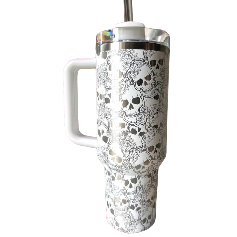 Skull And Roses Tumbler With HandleBone And Roses Tumbler With Handle - Image 2
