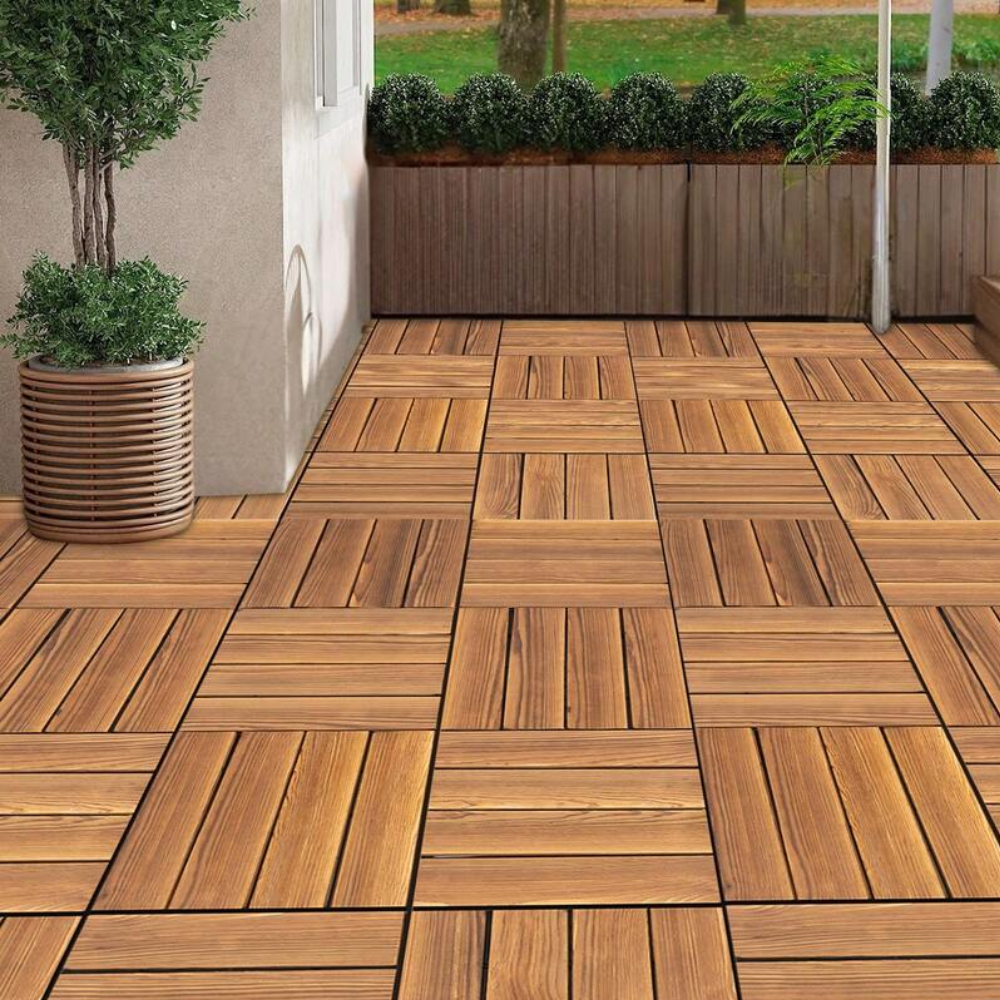 Wood Flooring Interlocking Deck Tiles For Patio Decor 12"X12" 36 Pack Garden Floor Boards Set, Indoor & Outdoor Decor - Balcony Garden Floor Tiles