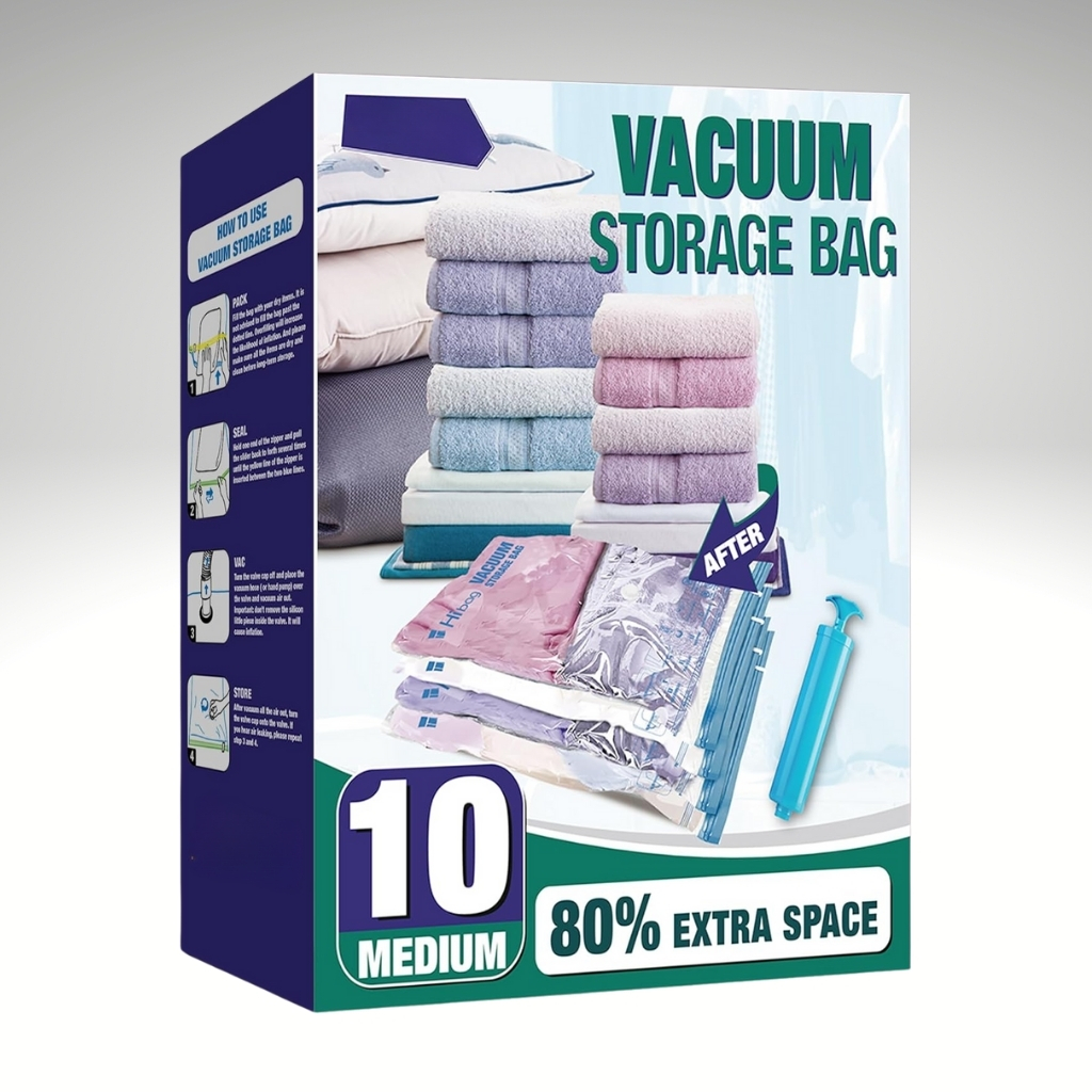 Vacuum Sealer Bags For Clothes With Travel Hand PumpVacuum Sealer Bags For Clothes With Travel - Image 2