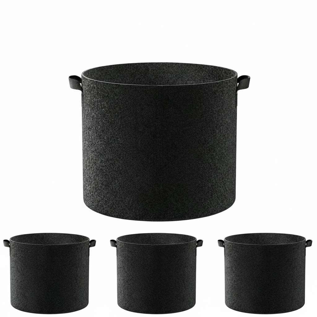4 Pack Of 5 Gallon Fabric Grow Bags With Handles Plant Pots