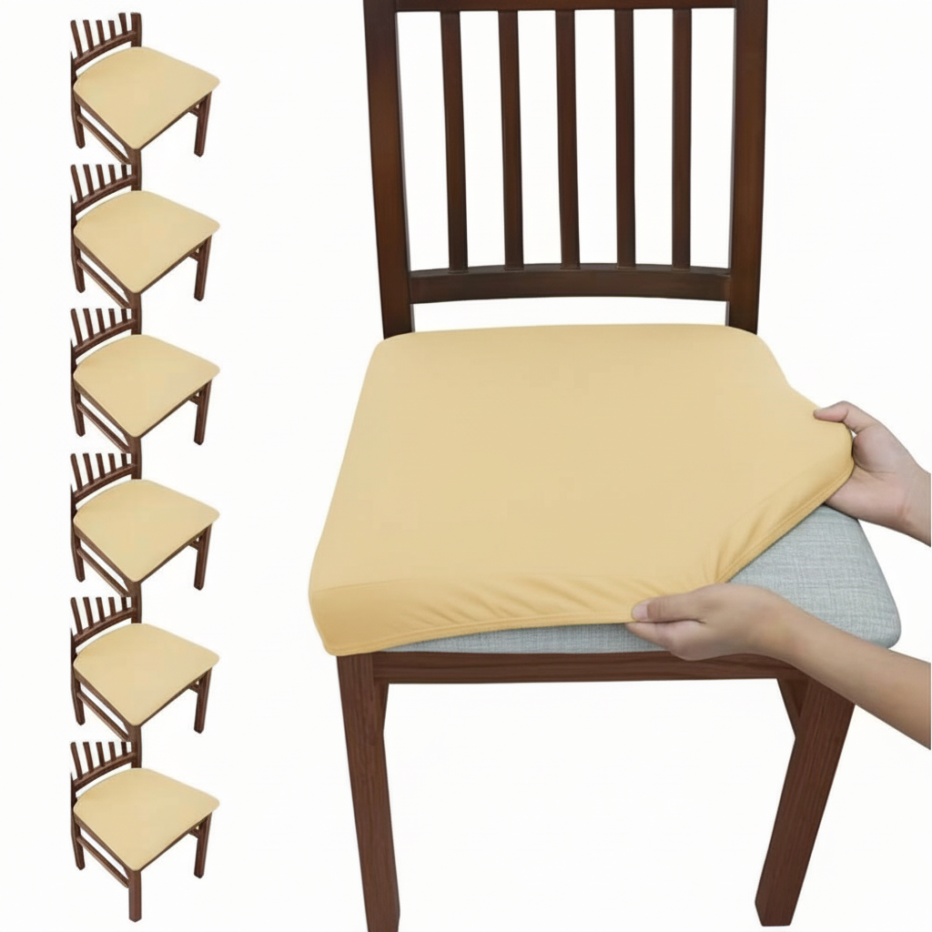 6 Piece Of Stretch Dining Chair Seat Cover Set6 Piece Of Stretch Dining Chair Seat Cover Set - Image 6