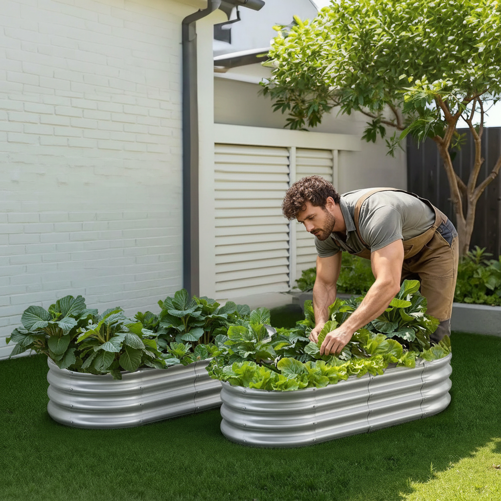 Metal Raised Garden Bed,Oval Metal Raised Garden Bed Open Bottom Planter - Image 2
