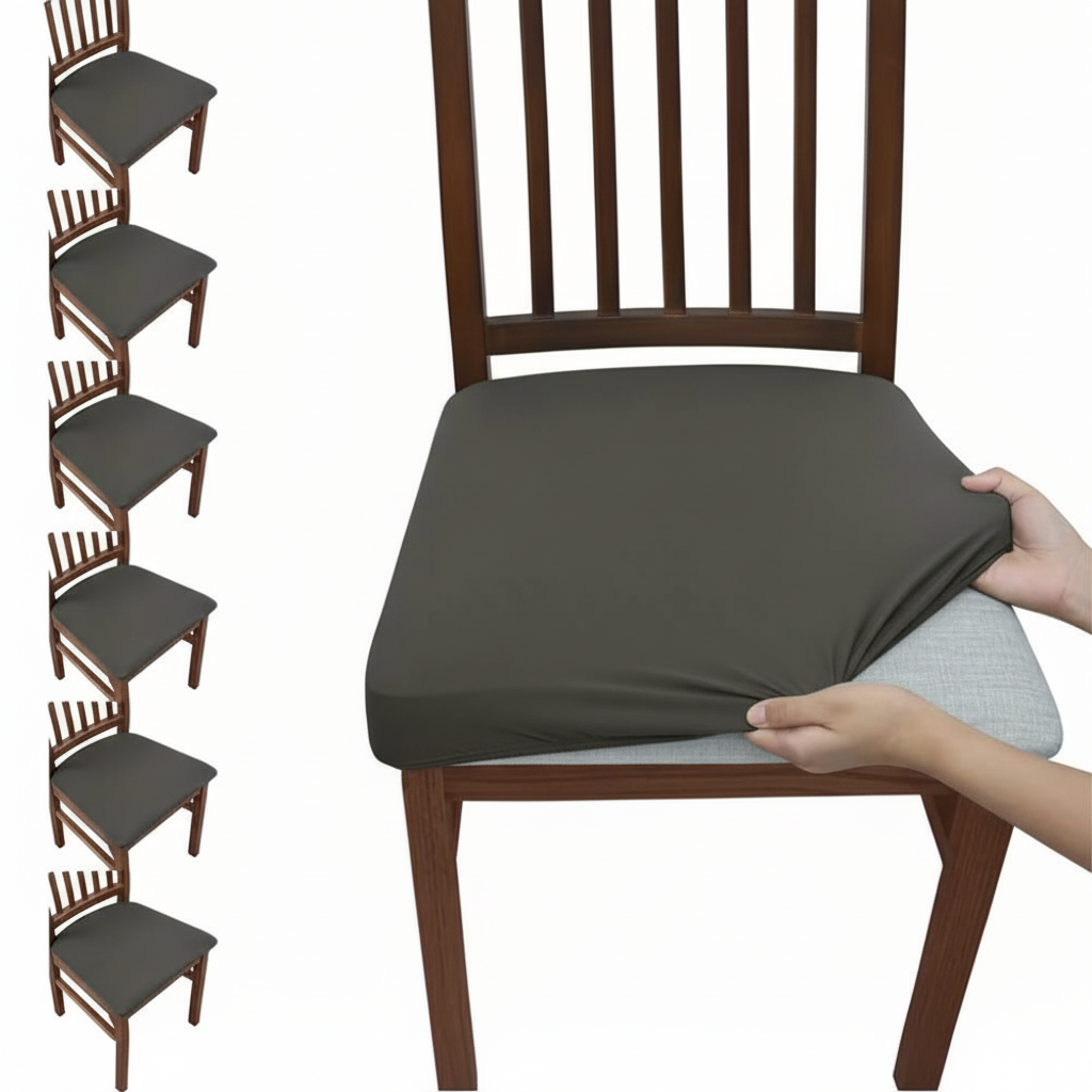 6 Piece Of Stretch Dining Chair Seat Cover Set