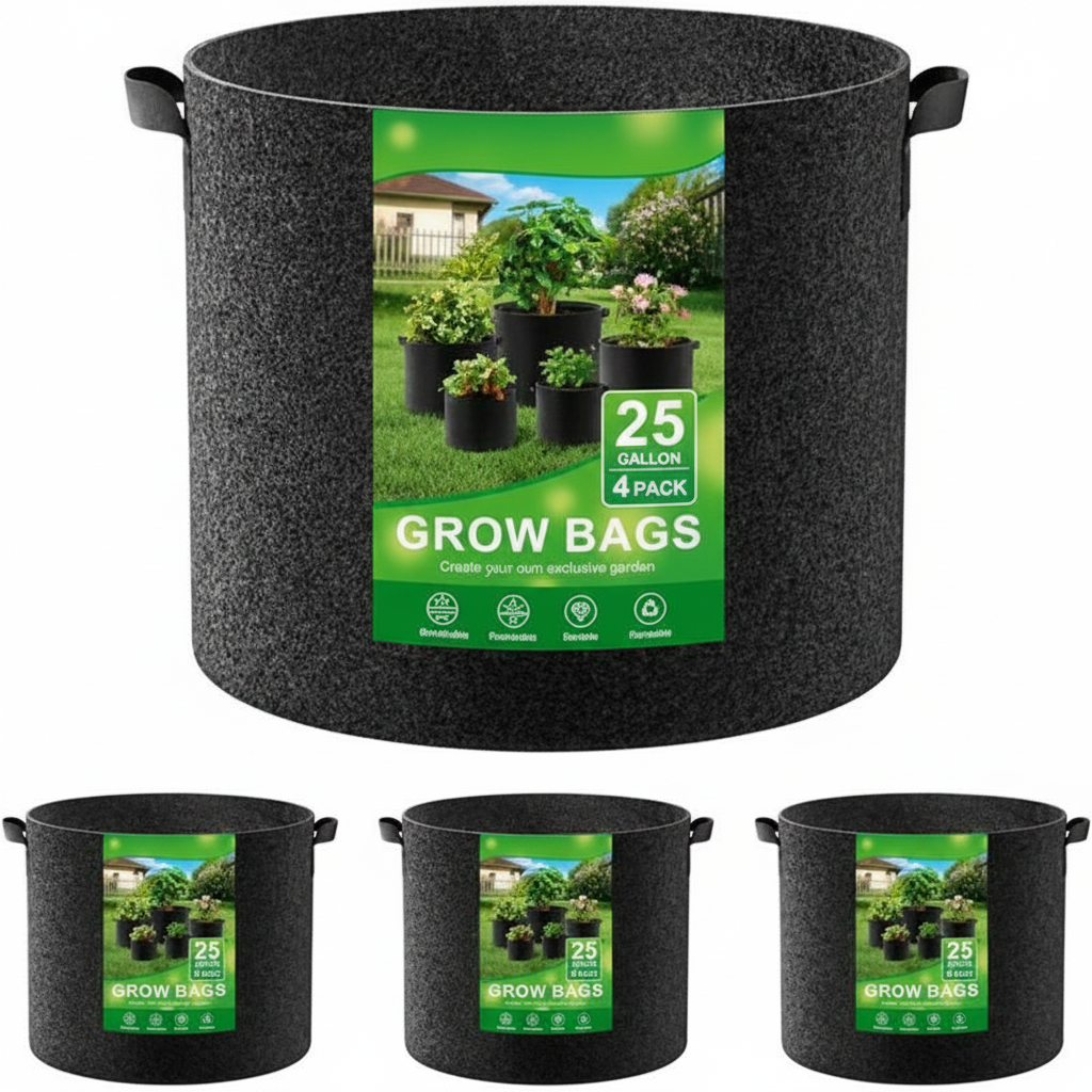 4 Packs Planter Grow Bags With Handles With 5 Gallon Capacity