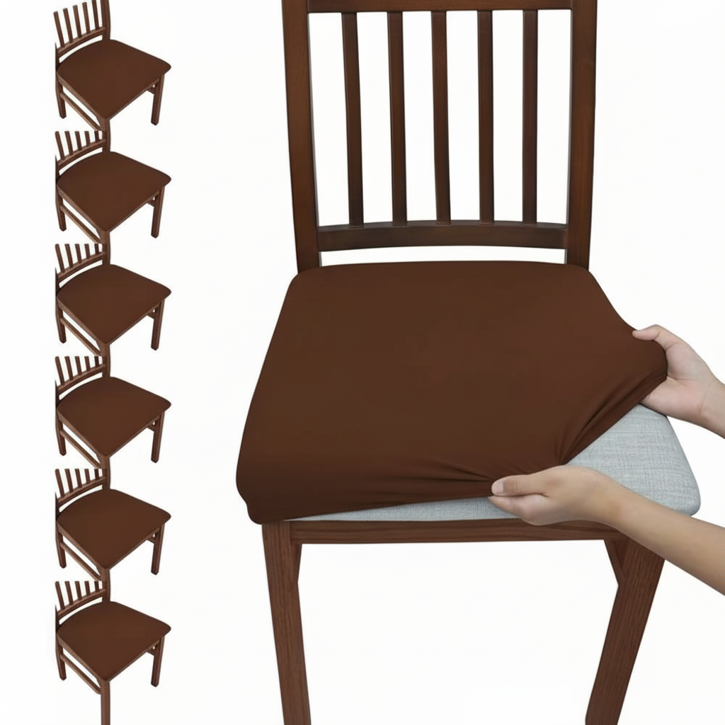 6 Piece Of Stretch Dining Chair Seat Cover Set