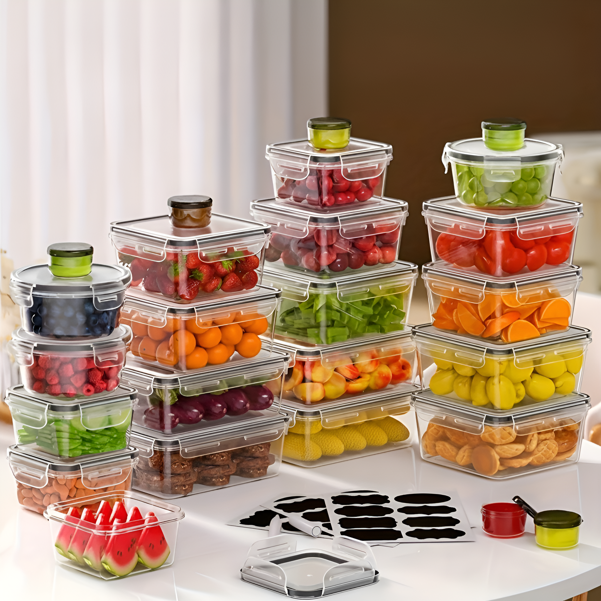 Multipurpose Food Storage Box Set With Easy Lock Flip Top Lids