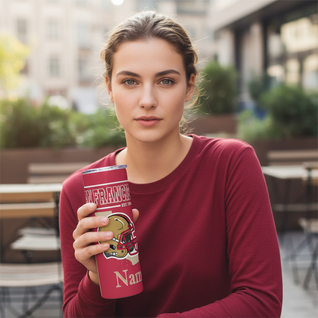 Personalized 20oz San Francisco 49ers Football Insulated BottlePersonalized 20oz San Francisco 49ers Football Insulated Bottle - Image 5