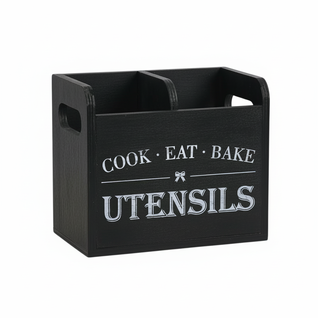 Wooden Kitchen Utensil Organizer Caddy Set