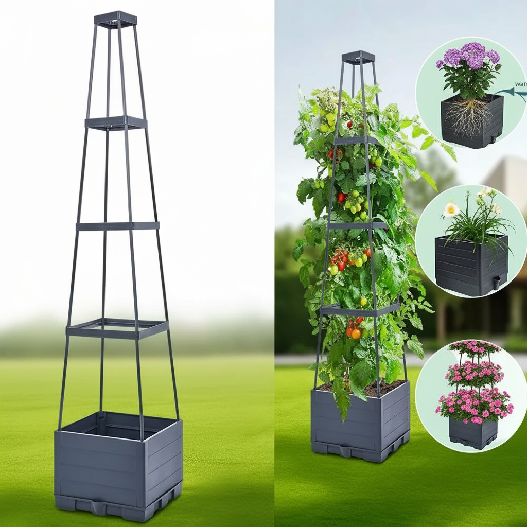 Self Watering Vertical Garden Planter With Trellis For Climbing PlantsSelf Watering Vertical Garden Planter With Trellis For Climbing Plants - Image 2