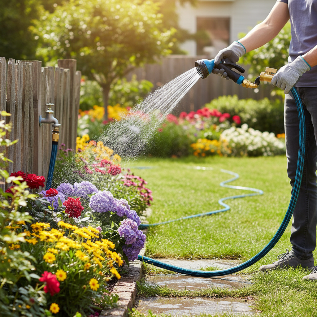 Lightweight Non Expandable Garden Hose With 10 Function Spray Nozzle For Yard Lawn Car Wash Outdoor Use