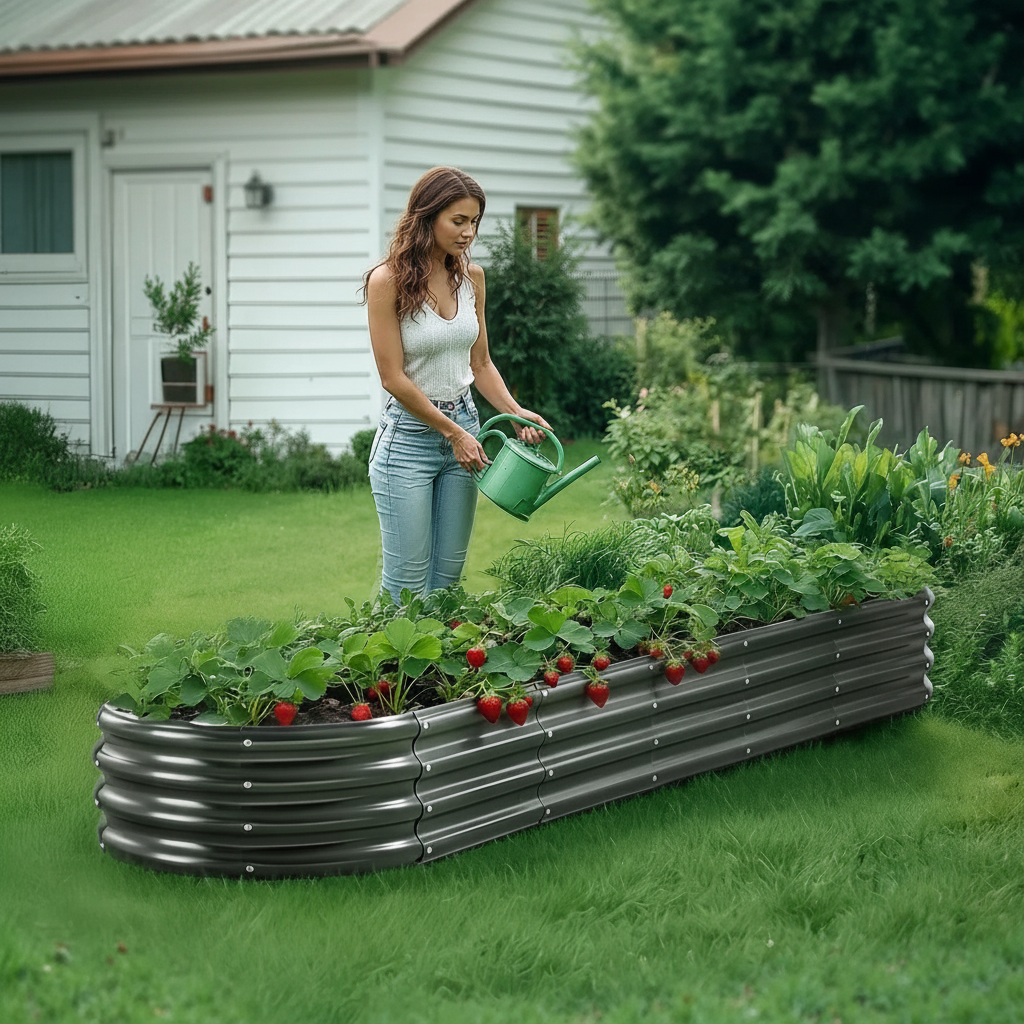 Metal Raised Garden Bed,Oval Metal Raised Garden Bed Open Bottom Planter - Image 6