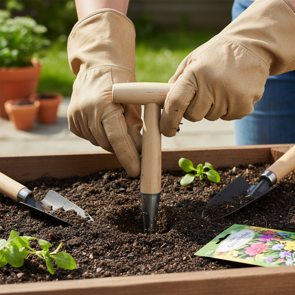 1pc Wooden Garden Punch Daily Tool For Home Use Gardening