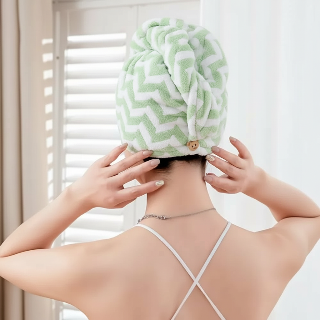 Striped Microfiber Quick Dry Hair Wrap