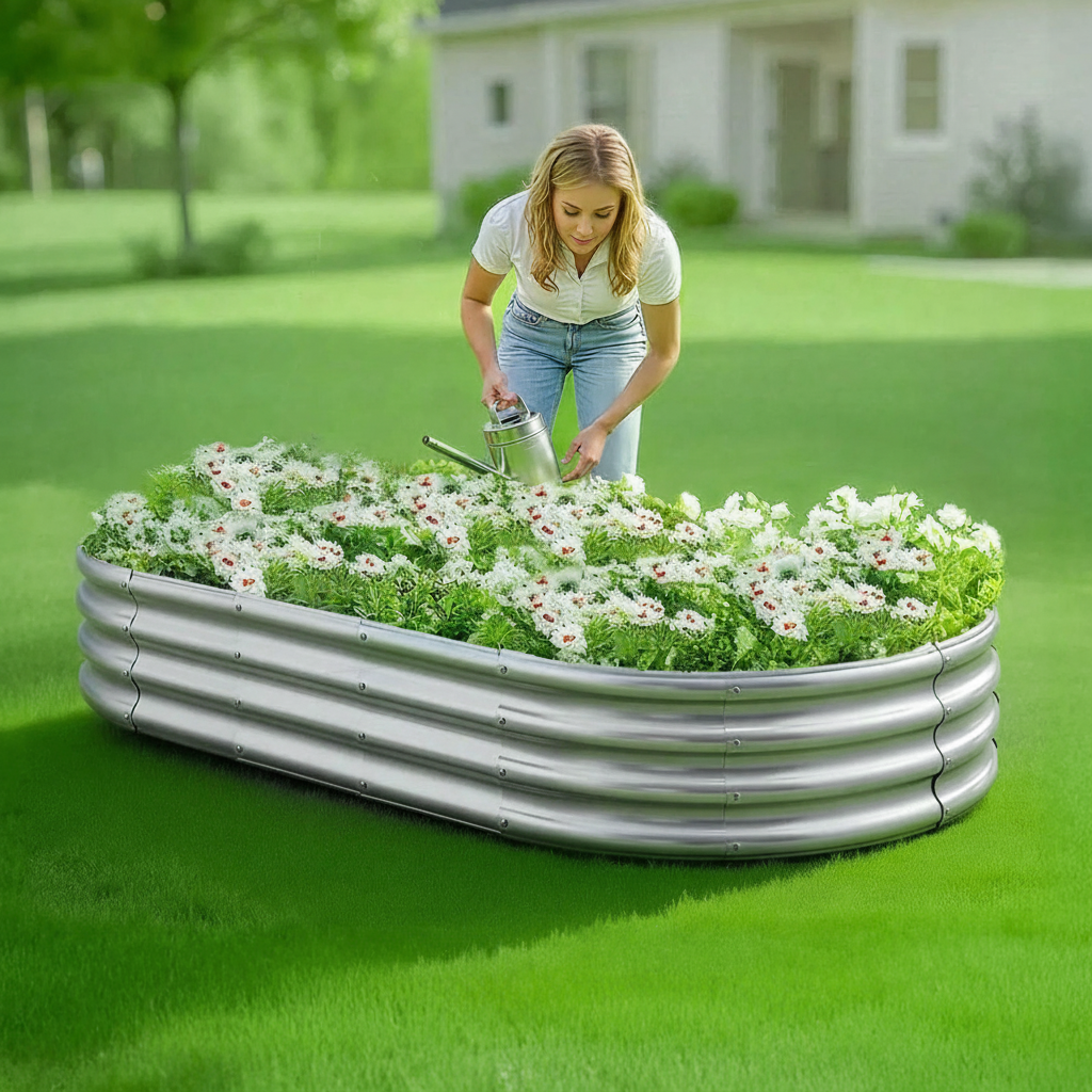 Metal Raised Garden BedGalvanized Raised Garden Bed Open Bottom Planter Box - Image 2
