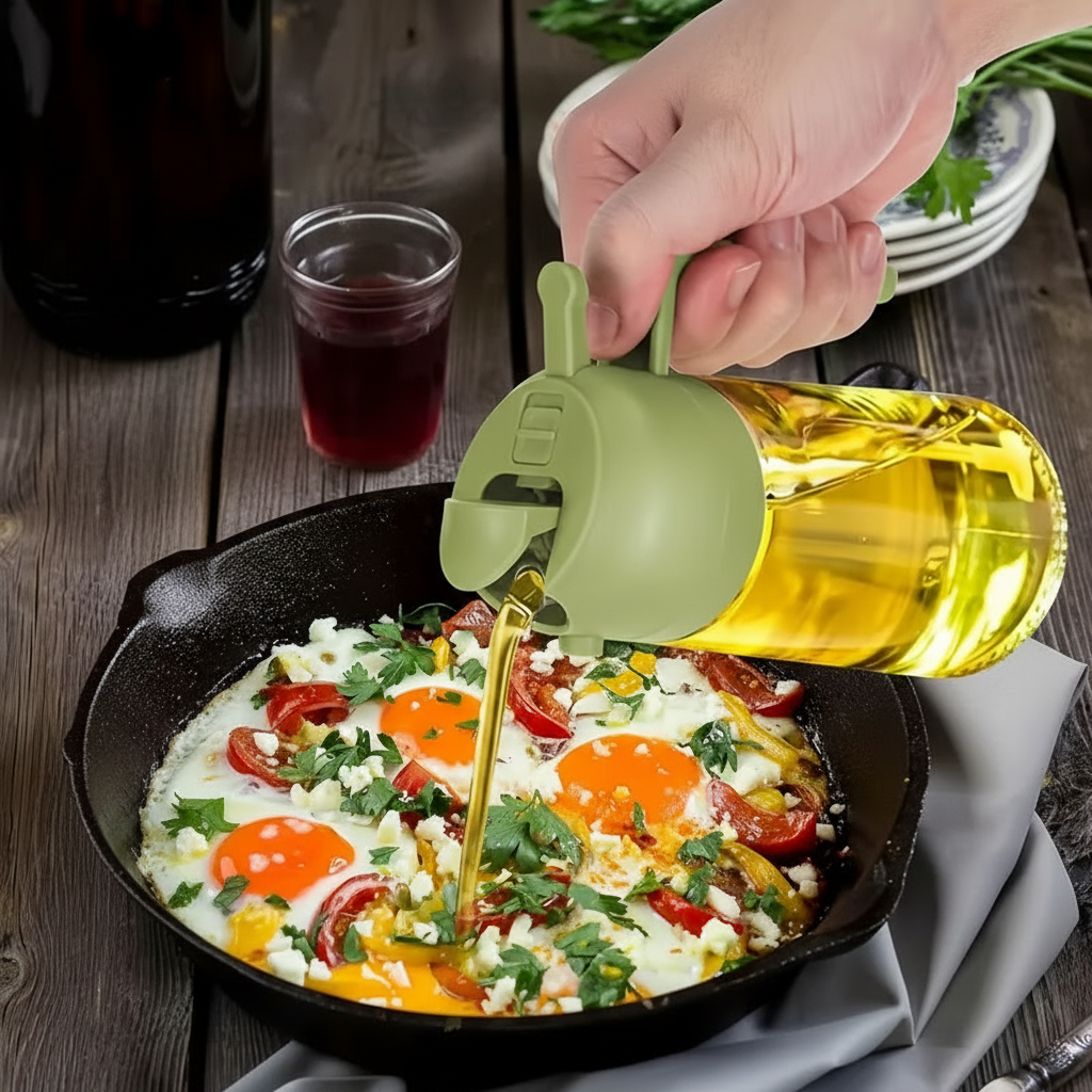 2 In 1 Oil Spray Bottle And Pour Container For Kitchen Cooking