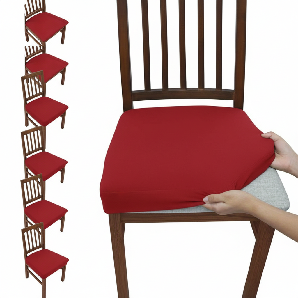6 Piece Of Stretch Dining Chair Seat Cover Set