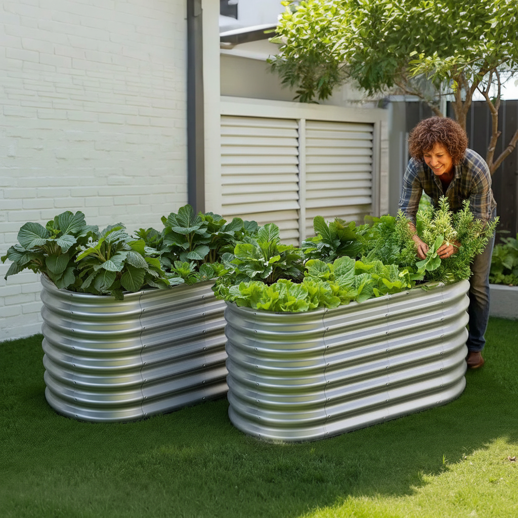 Metal Raised Garden Bed,Oval Metal Raised Garden Bed Open Bottom Planter - Image 4