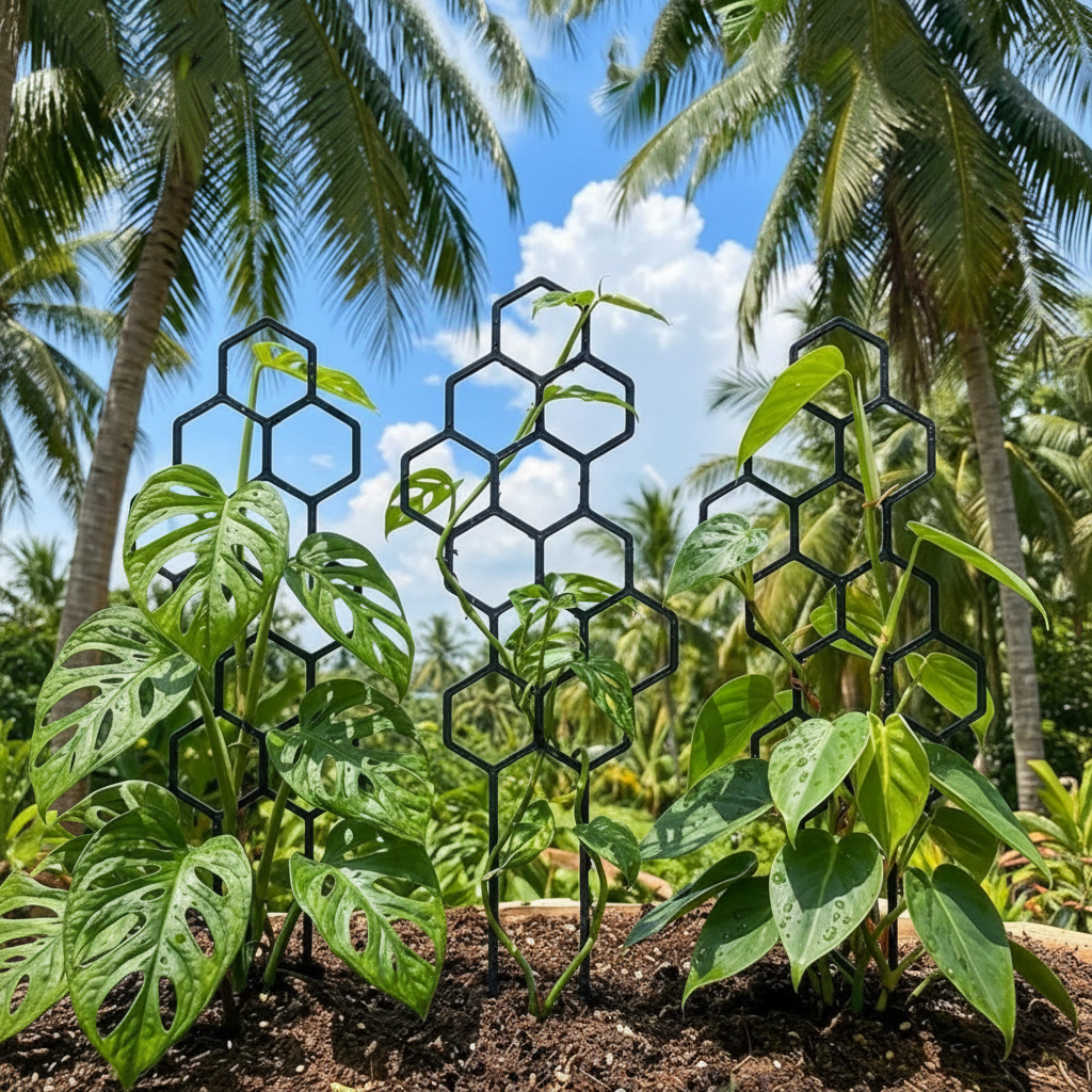 Two Piece Honeycomb Plant Trellis Rust Resistant Plastic Stakes