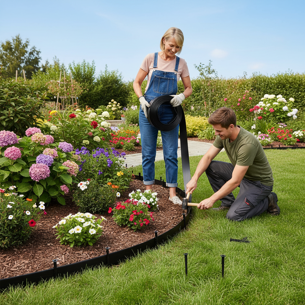 Heavy Duty Plastic Lawn Edging Stake Kit Two Inches High For Gardening Landscape Borders For Path Dividers