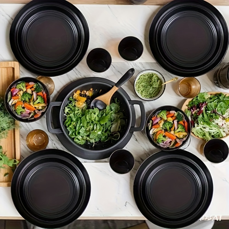 32 Piece Of Wheat Straw Dinnerware Set With Lightweight Plates Bowls And Cups
