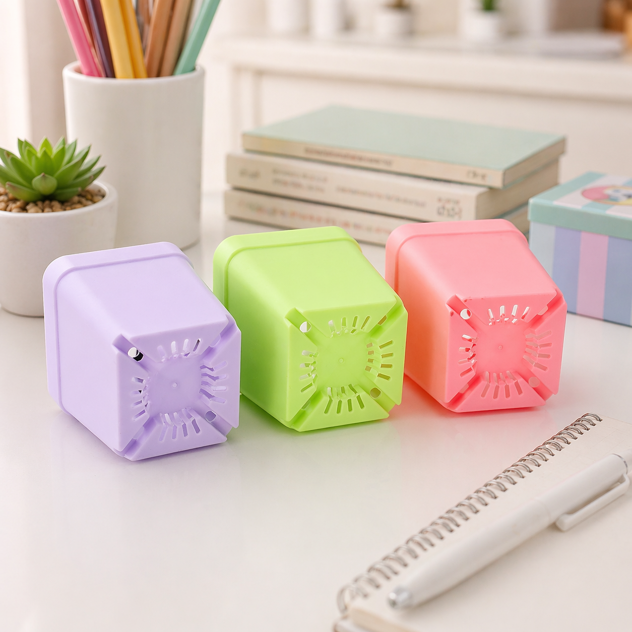 Mini Square Plant Pots With Trays 20 Piece Set For Succulents And Herbs