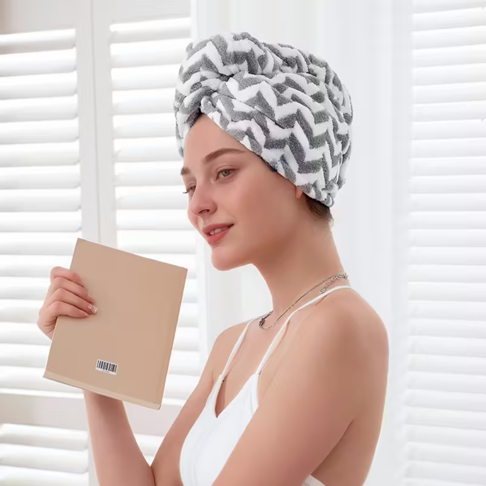 Striped Microfiber Quick Dry Hair Wrap