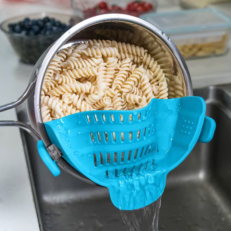 Clip On Pot Strainer For Pasta Vegetables Kitchen Colander ToolSnap Pot Universal Clip On Strainer - Image 5
