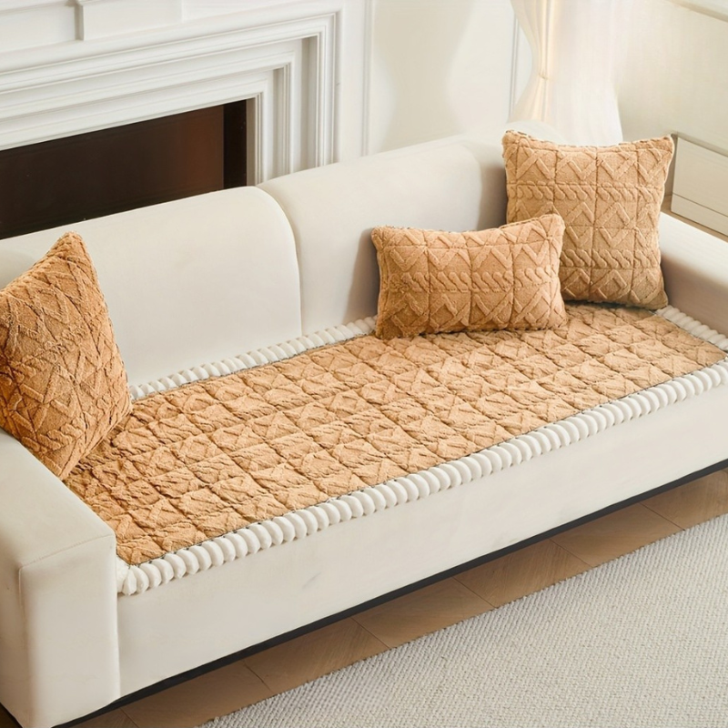 1pc Thickened Polyester Soft Quilted Sofa CushionThick Quilted Sofa Cushion Cover For Comfortable Seating - Image 5